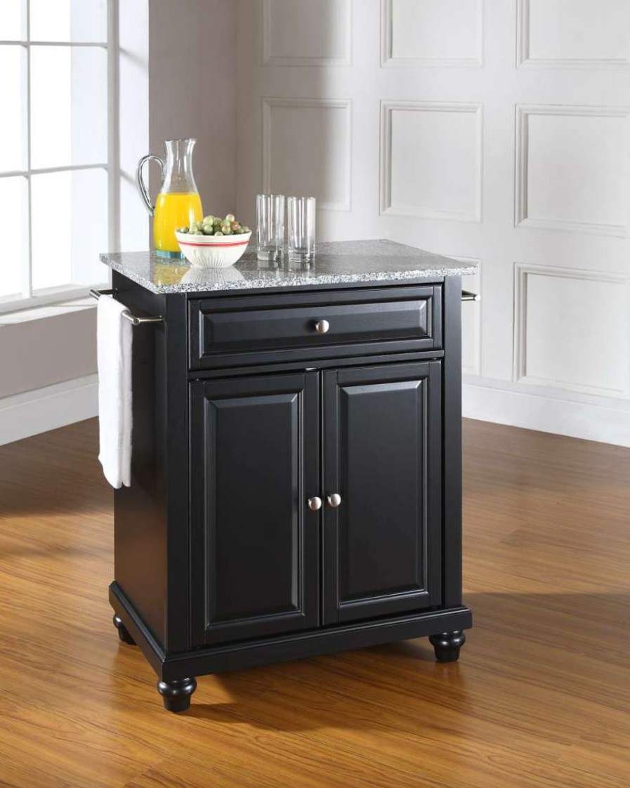 Carts & Islands * | High Quality Cambridge Granite Top Portable Kitchen Island/Cart Black/Gray Crosley Kf30023Dbk