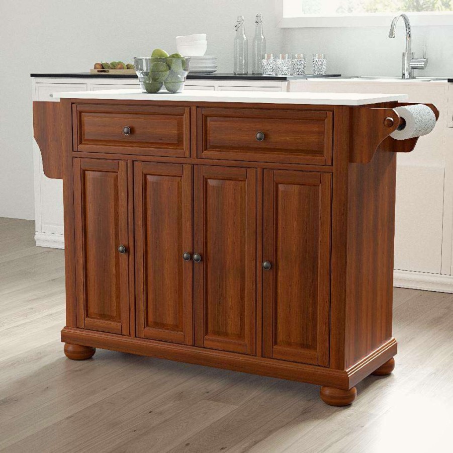 Carts & Islands * | High Quality Alexandria Granite Top Full Size Kitchen Island/Cart Cherry/White Crosley Kf30005Ach