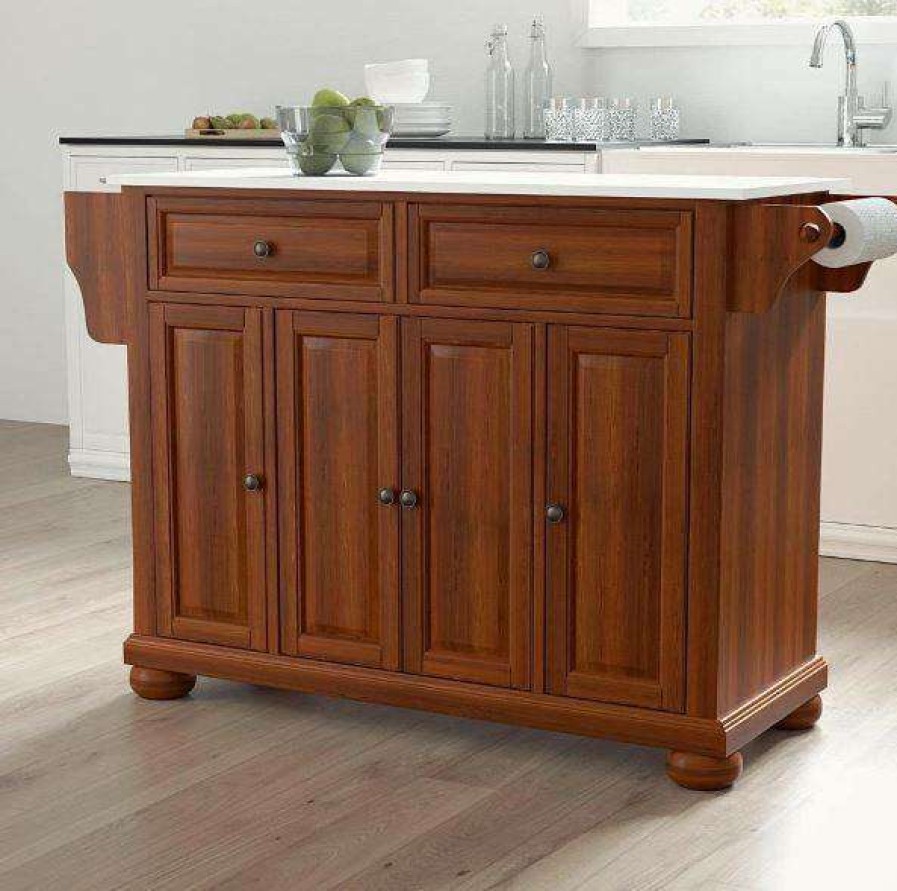 Carts & Islands * | High Quality Alexandria Granite Top Full Size Kitchen Island/Cart Cherry/White Crosley Kf30005Ach