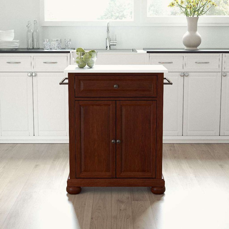 Carts & Islands * | Best Quality Alexandria Granite Top Portable Kitchen Island/Cart Mahogany/White Crosley Kf30020Ama