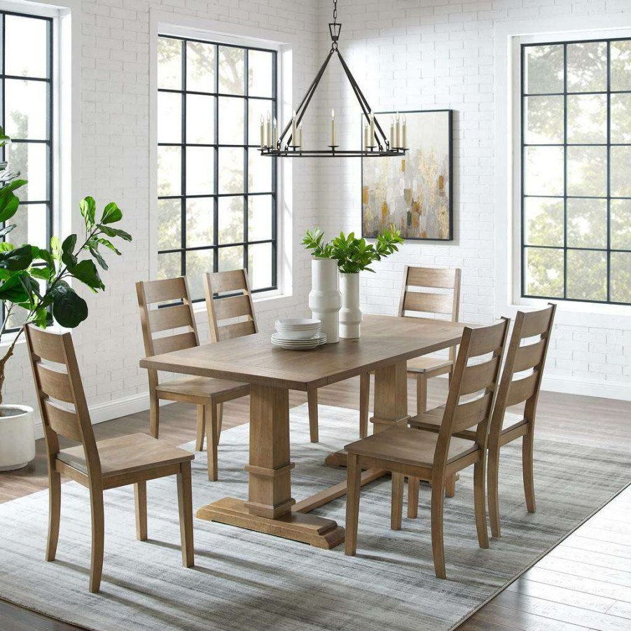 Dining * | New Joanna 7Pc Dining Set Rustic Brown Table & 6 Ladder Back Chairs Crosley Kf13066Rb-Rb