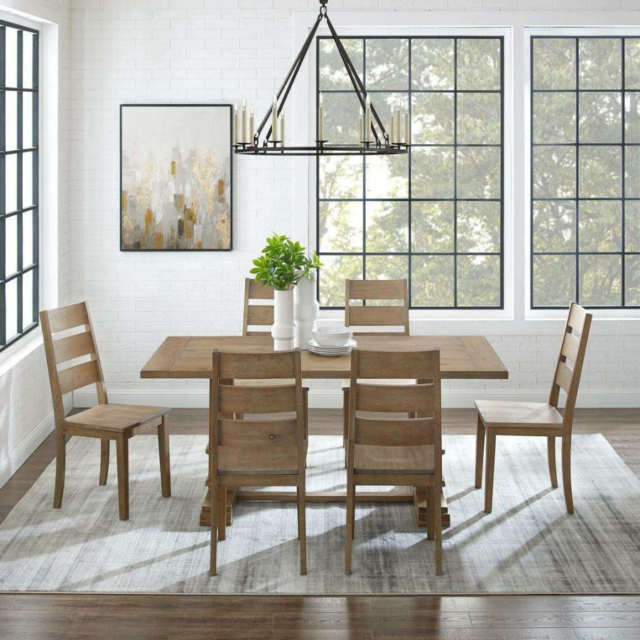 Dining * | New Joanna 7Pc Dining Set Rustic Brown Table & 6 Ladder Back Chairs Crosley Kf13066Rb-Rb