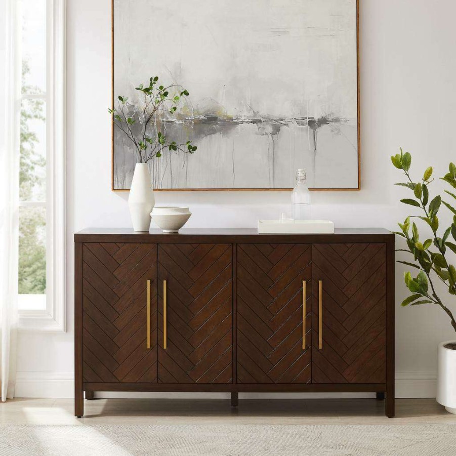 Dining * | Sale Online Darcy Sideboard Dark Brown Crosley Cf4216-Br