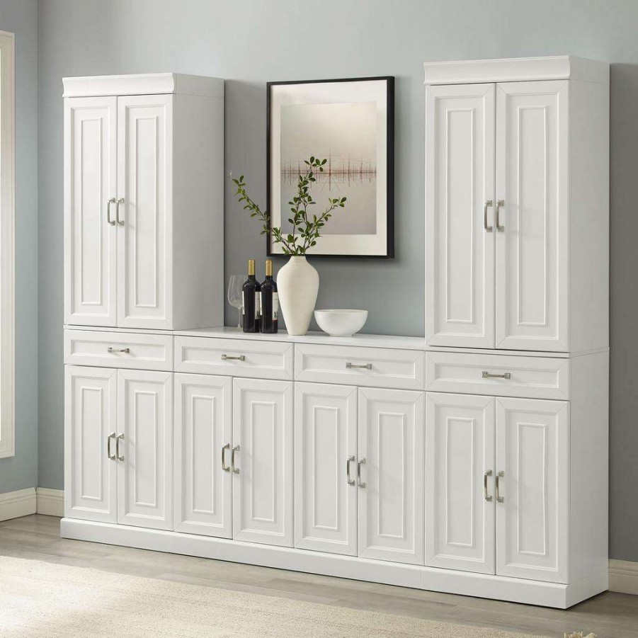 Dining * | Shop New Stanton 3Pc Sideboard And Pantry Set White Sideboard & 2 Pantries Crosley Kf33035Wh