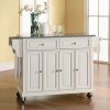 Carts & Islands * | New Full Size Granite Top Kitchen Cart White/Gray Crosley Kf30003Ewh