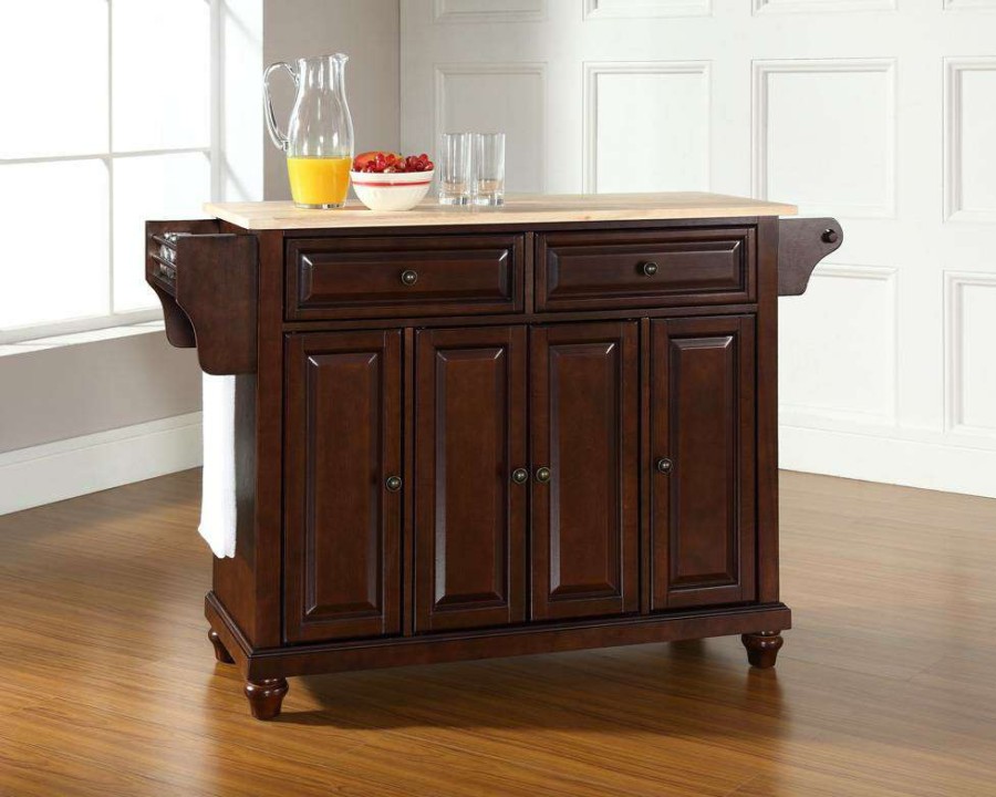 Carts & Islands * | Shop New Cambridge Wood Top Full Size Kitchen Island/Cart Mahogany/Natural Crosley Kf30001Dma