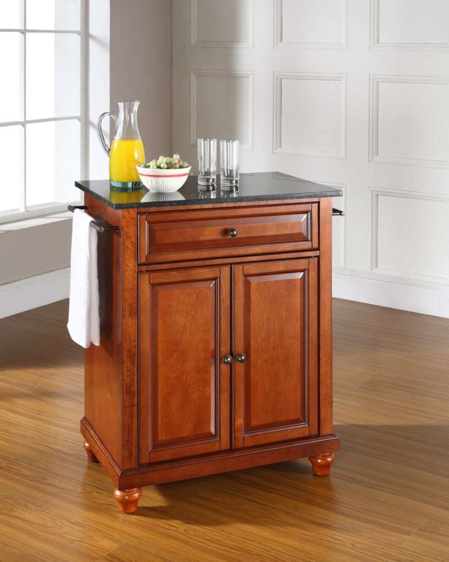 Carts & Islands * | Fire Sale Cambridge Granite Top Portable Kitchen Island/Cart Cherry/Black Crosley Kf30024Dch