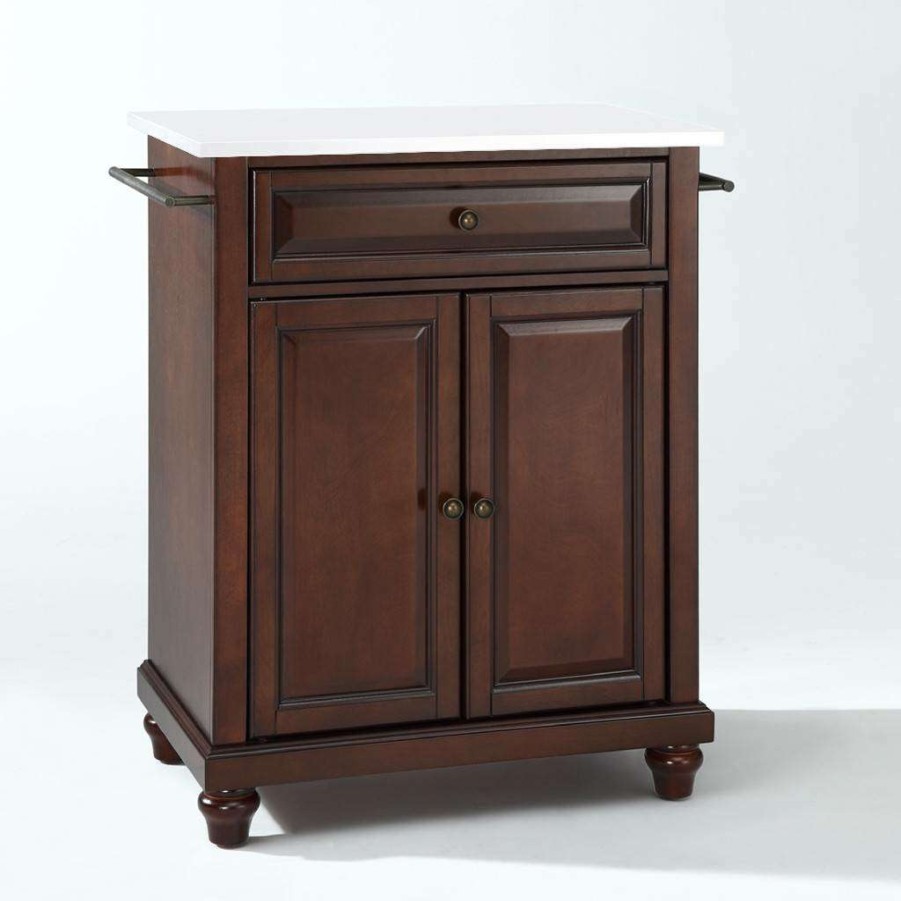 Carts & Islands * | New Cambridge Granite Top Portable Kitchen Island/Cart Mahogany/White Crosley Kf30020Dma