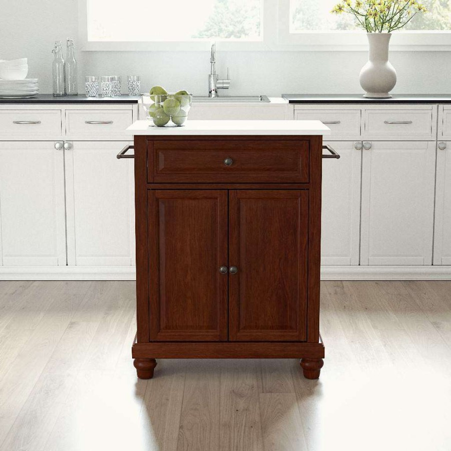 Carts & Islands * | New Cambridge Granite Top Portable Kitchen Island/Cart Mahogany/White Crosley Kf30020Dma