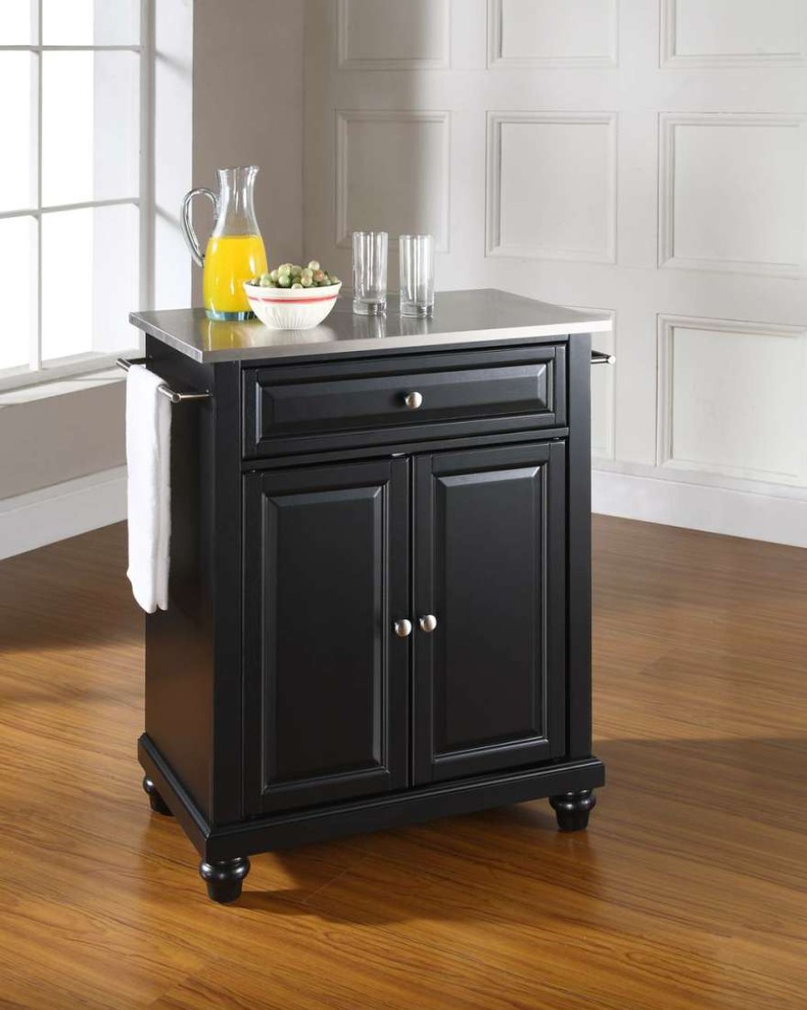 Carts & Islands * | Special Cambridge Stainless Steel Top Portable Kitchen Island/Cart Black/Stainless Steel Crosley Kf30022Dbk