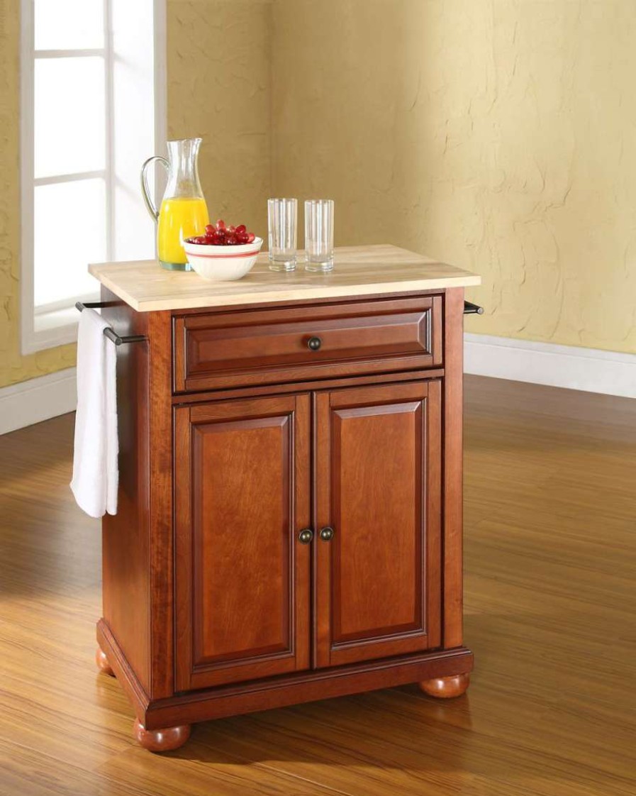 Carts & Islands * | Less Expensive Alexandria Wood Top Portable Kitchen Island/Cart Cherry/Natural Crosley Kf30021Ach