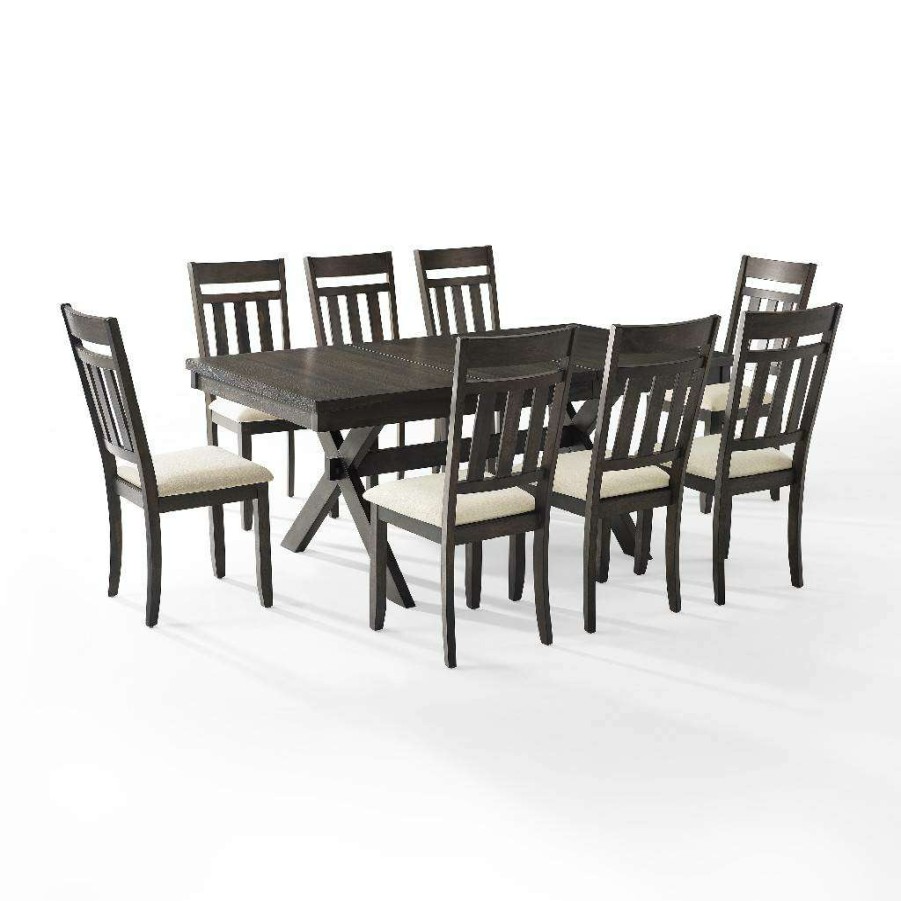 Dining * | Reliable Quality Hayden 9Pc Dining Set Slate Table & 8 Slat Back Chairs Crosley Kf13022Sl