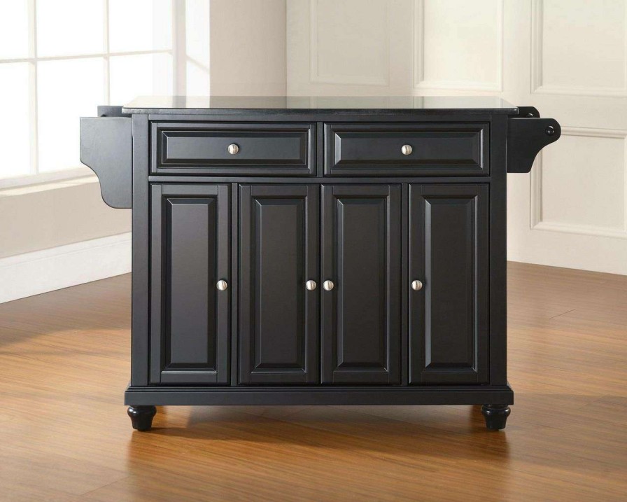 Carts & Islands * | High Quality Cambridge Granite Top Full Size Kitchen Island/Cart Black/Black Crosley Kf30004Dbk