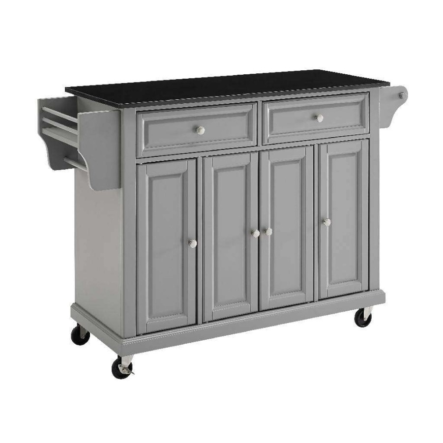 Carts & Islands * | Exclusive Design Full Size Granite Top Kitchen Cart Gray/Black Crosley Kf30004Egy