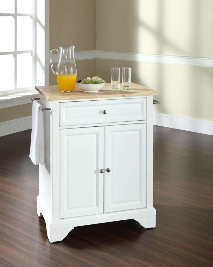 Carts & Islands * | New Lafayette Wood Top Portable Kitchen Island/Cart White/Natural Crosley Kf30021Bwh