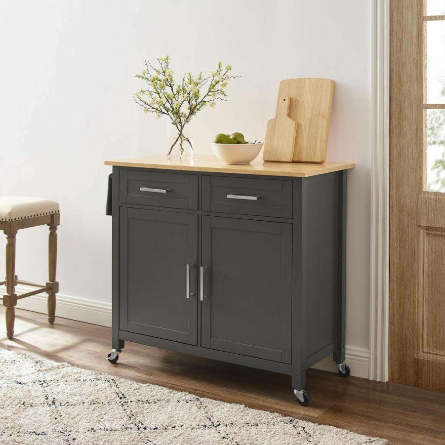 Carts & Islands * | Quick Delivery Tristan Kitchen Island/Cart Gray/Natural Crosley Cf3034Na-Gy