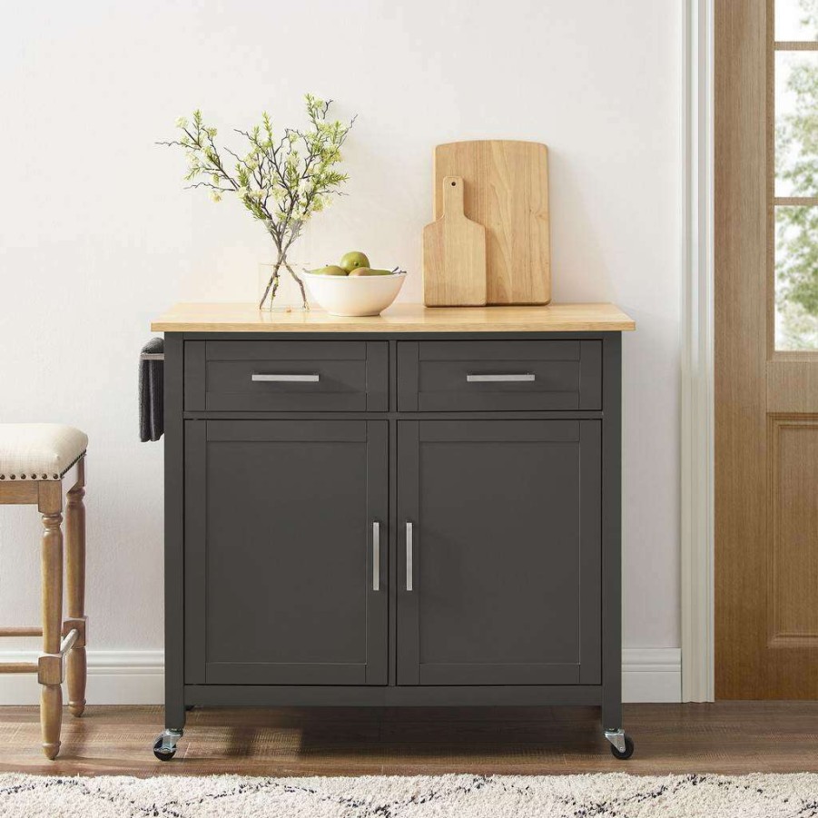 Carts & Islands * | Quick Delivery Tristan Kitchen Island/Cart Gray/Natural Crosley Cf3034Na-Gy