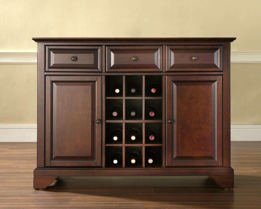 Dining * | Shop New Lafayette Sideboard Cabinet W/Wine Storage Mahogany Crosley Kf42001Bma