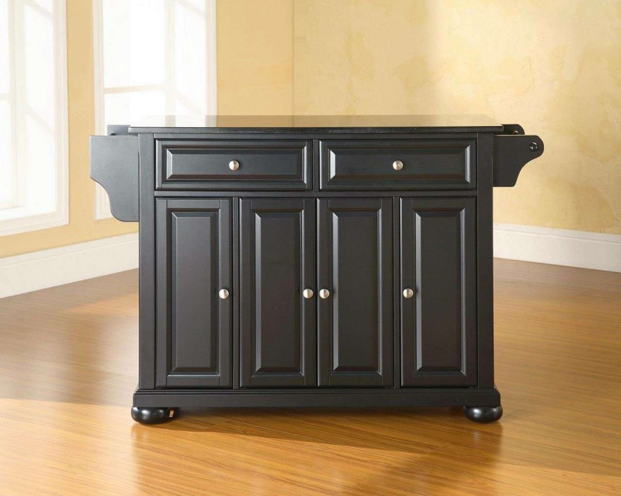 Carts & Islands * | Shop New Alexandria Granite Top Full Size Kitchen Island/Cart Black/Black Crosley Kf30004Abk