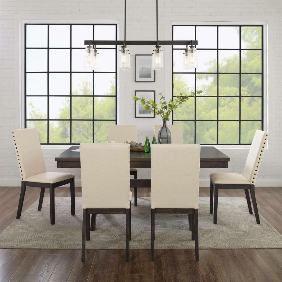 Dining * | Exclusive Hayden 7Pc Dining Set Slate/Cream Table & 6 Upholstered Chairs Crosley Kf13076Sl