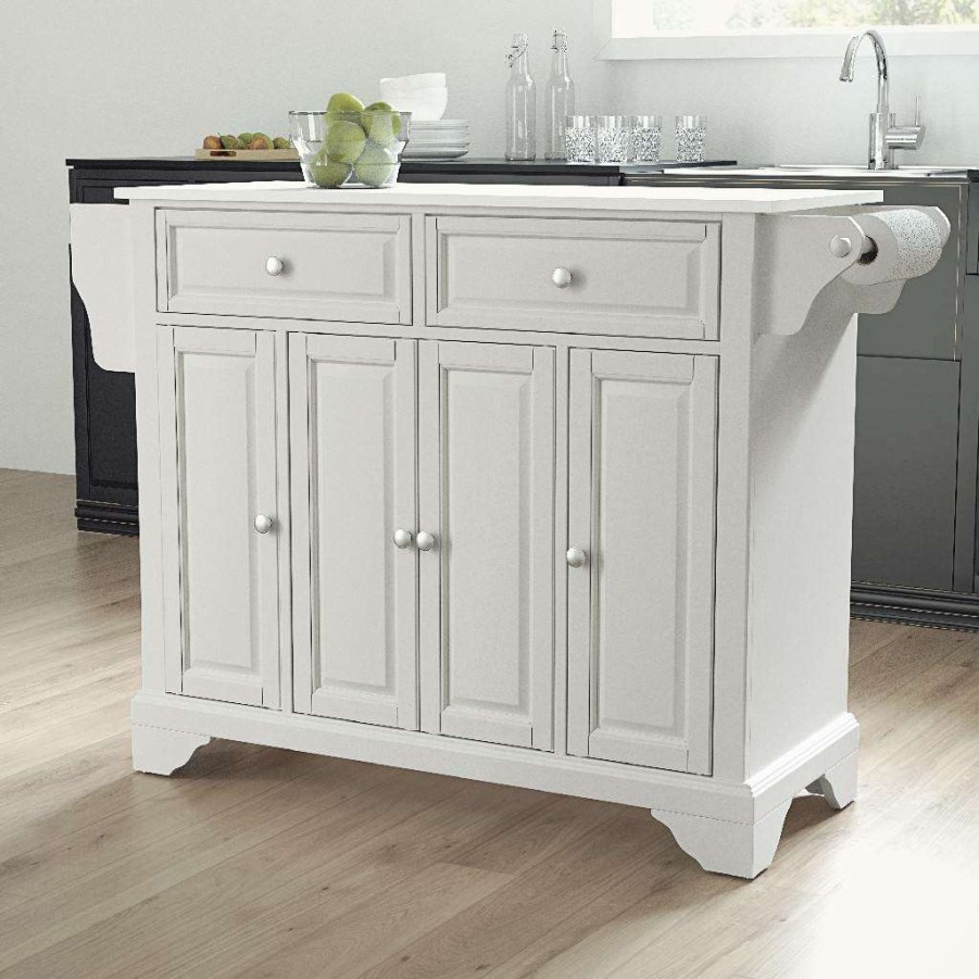 Carts & Islands * | New Lafayette Granite Top Full Size Kitchen Island/Cart White/White Crosley Kf30005Bwh