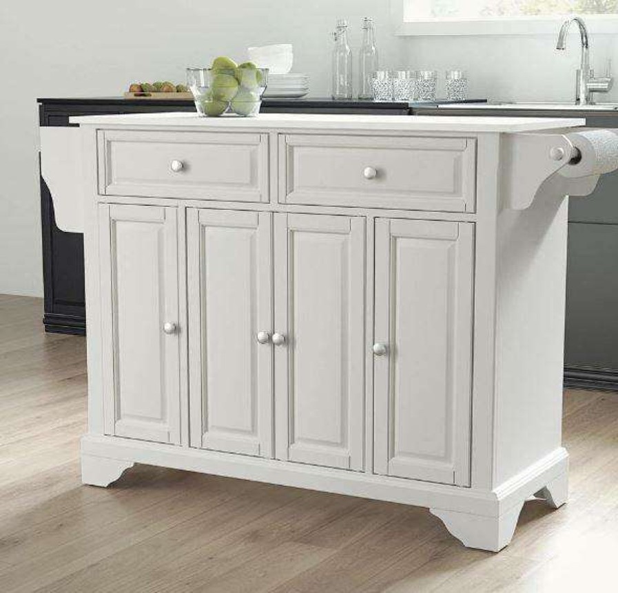 Carts & Islands * | New Lafayette Granite Top Full Size Kitchen Island/Cart White/White Crosley Kf30005Bwh