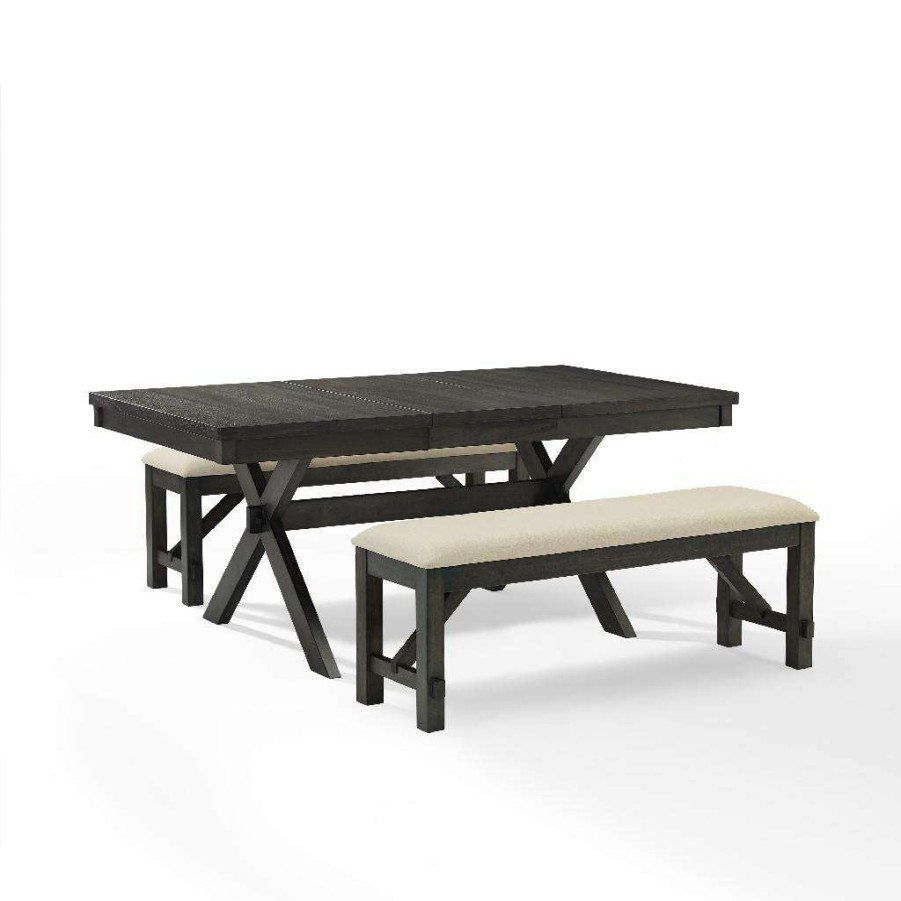 Dining * | Sells Cheap Hayden 3Pc Dining Set Slate Table & 2 Benches Crosley Kf13024Sl