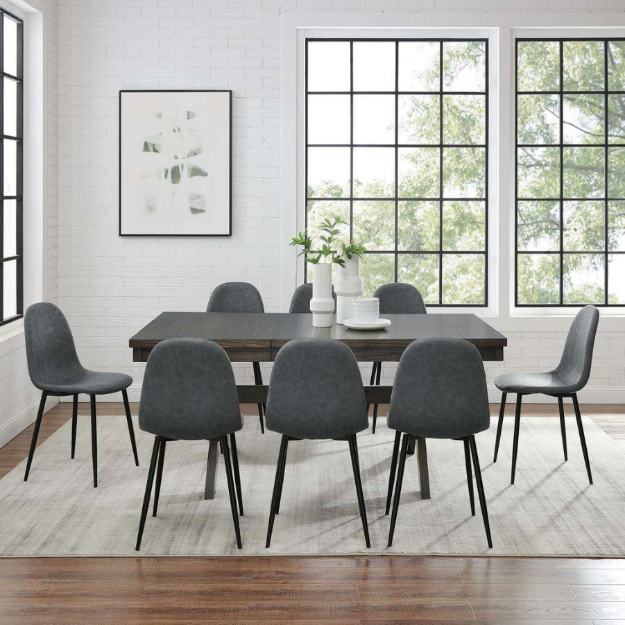 Dining * | Classical Hayden 9Pc Dining Set W/Weston Chairs Distressed Gray /Slate Table & 8 Chairs Crosley Kf20016Sl-Mb