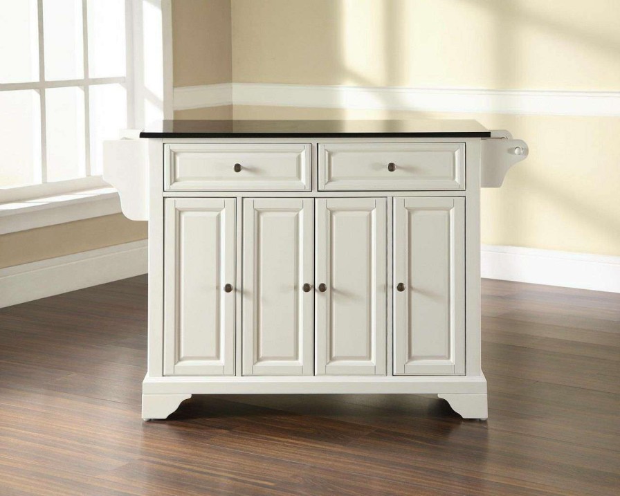 Carts & Islands * | Less Expensive Lafayette Granite Top Full Size Kitchen Island/Cart White/Black Crosley Kf30004Bwh