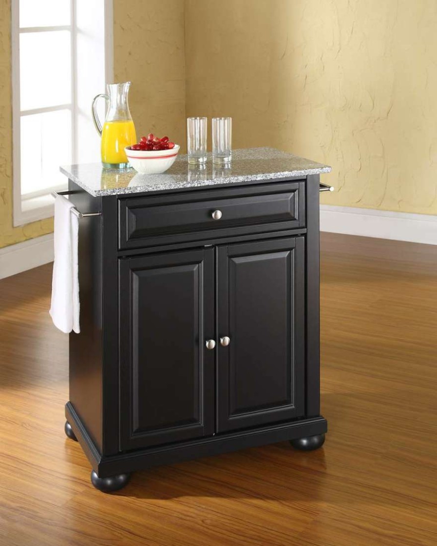 Carts & Islands * | Lower Price Alexandria Granite Top Portable Kitchen Island/Cart Black/Gray Crosley Kf30023Abk