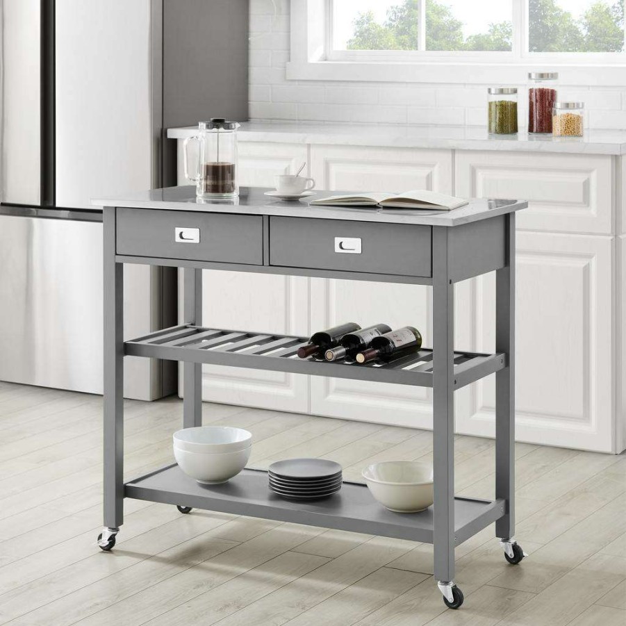 Carts & Islands * | Best Choice Chloe Stainless Steel Top Kitchen Island/Cart Gray/Stainless Steel Crosley Cf3027Ss-Gy