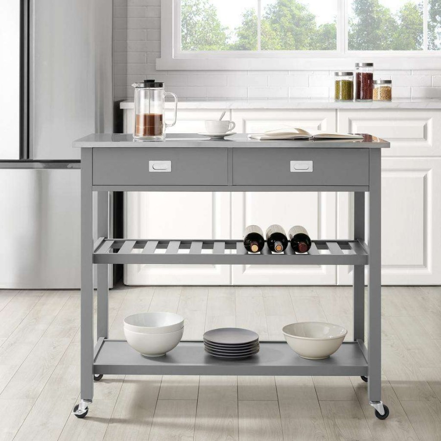 Carts & Islands * | Best Choice Chloe Stainless Steel Top Kitchen Island/Cart Gray/Stainless Steel Crosley Cf3027Ss-Gy