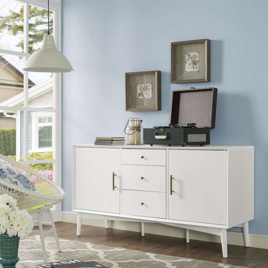 Dining * | Quick Delivery Landon Sideboard White Crosley Cf1107-Wh