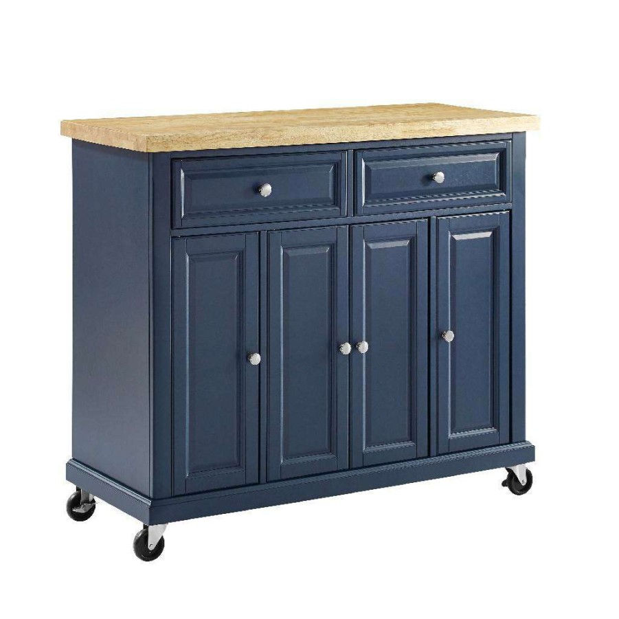 Carts & Islands * | Best Sellers Madison Kitchen Cart Navy Crosley Kf30031Env