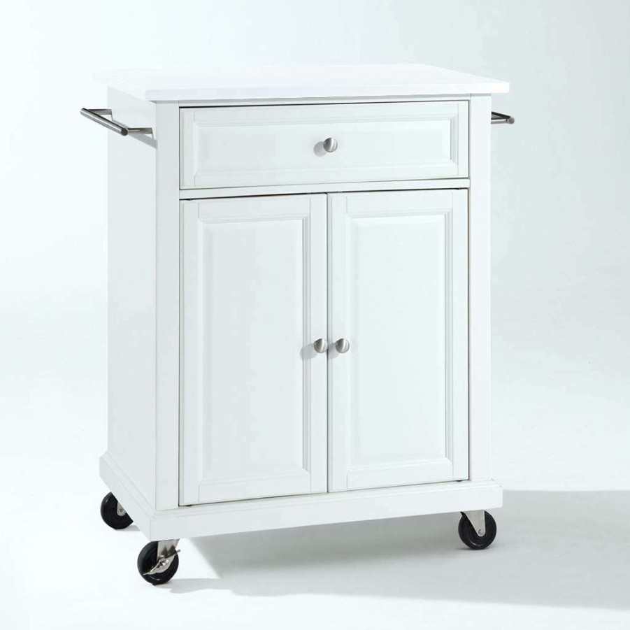 Carts & Islands * | Discount Compact Granite Top Kitchen Cart White/White Crosley Kf30020Ewh