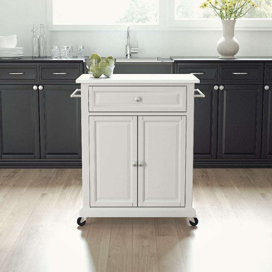 Carts & Islands * | Discount Compact Granite Top Kitchen Cart White/White Crosley Kf30020Ewh