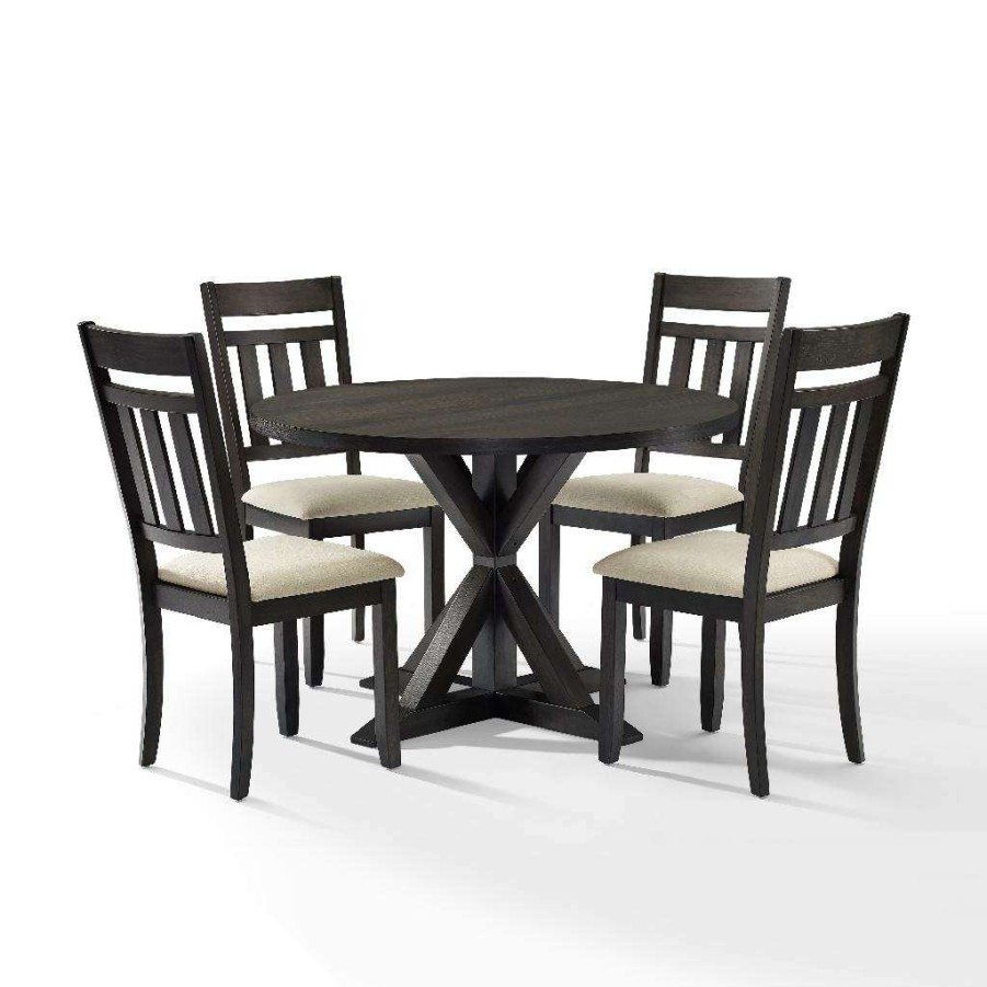 Dining * | Best Choice Hayden 5Pc Round Dining Set Slate Table & 4 Slat Back Chairs Crosley Kf13027Sl