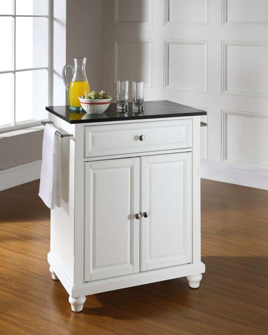 Carts & Islands * | Less Expensive Cambridge Granite Top Portable Kitchen Island/Cart White/Black Crosley Kf30024Dwh