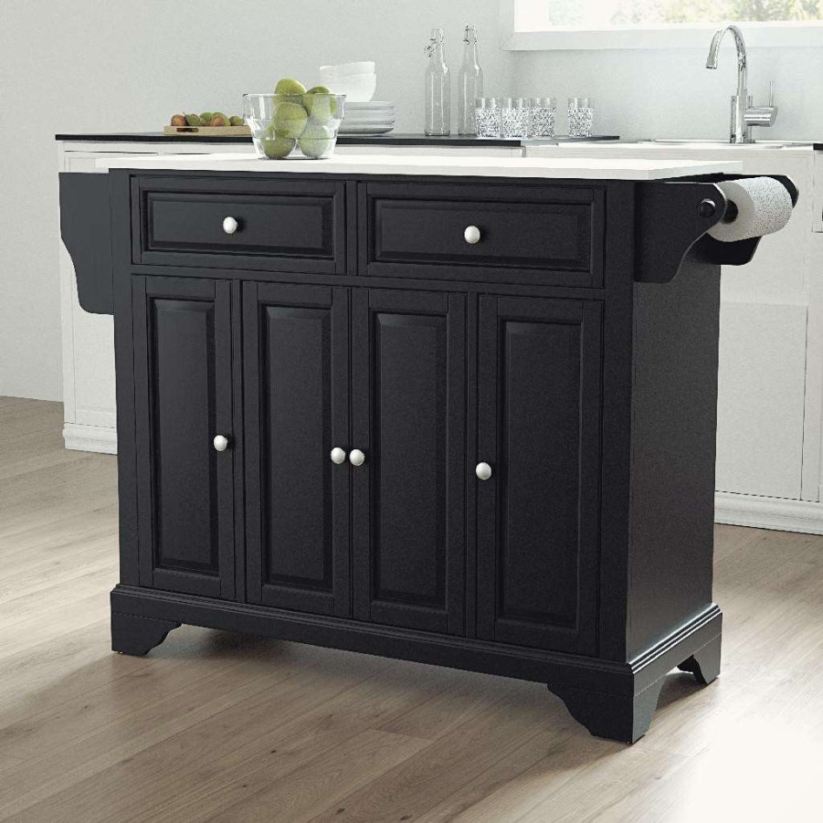 Carts & Islands * | Sale Online Lafayette Granite Top Full Size Kitchen Island/Cart Black/White Crosley Kf30005Bbk