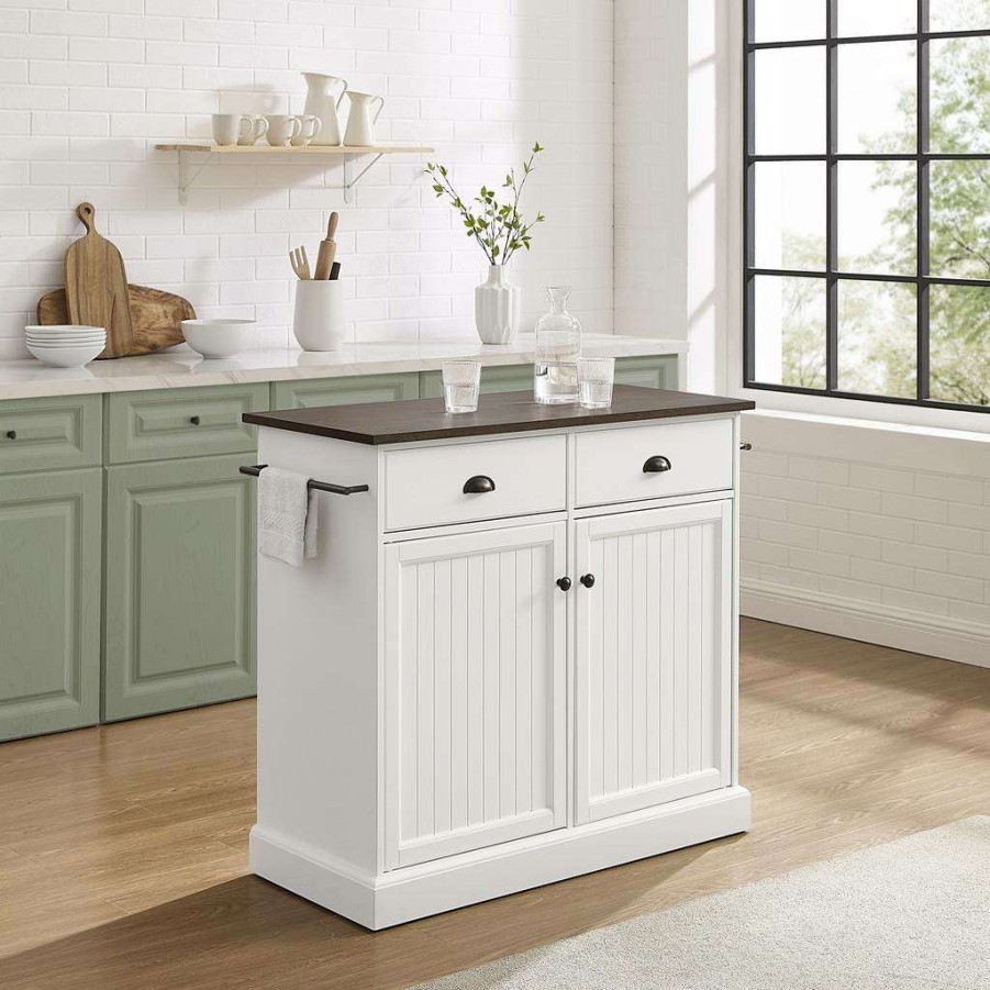 Carts & Islands * | Less Expensive Shoreline Kitchen Island White/Dark Brown Crosley Cf3038Br-Wh