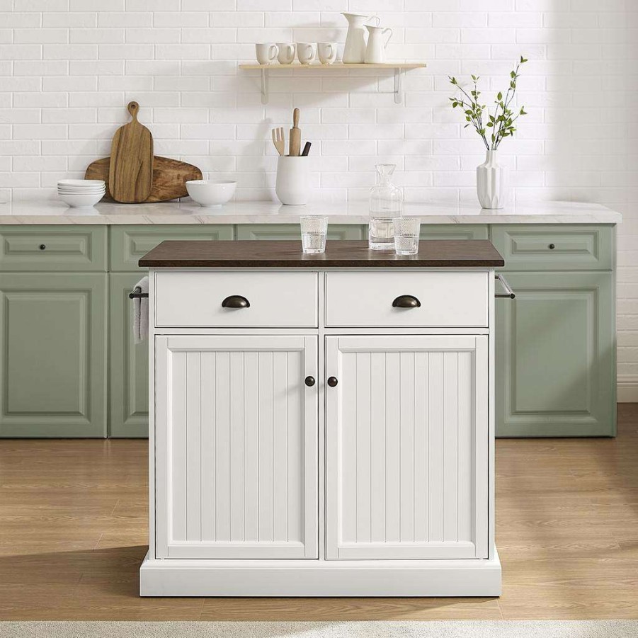 Carts & Islands * | Less Expensive Shoreline Kitchen Island White/Dark Brown Crosley Cf3038Br-Wh