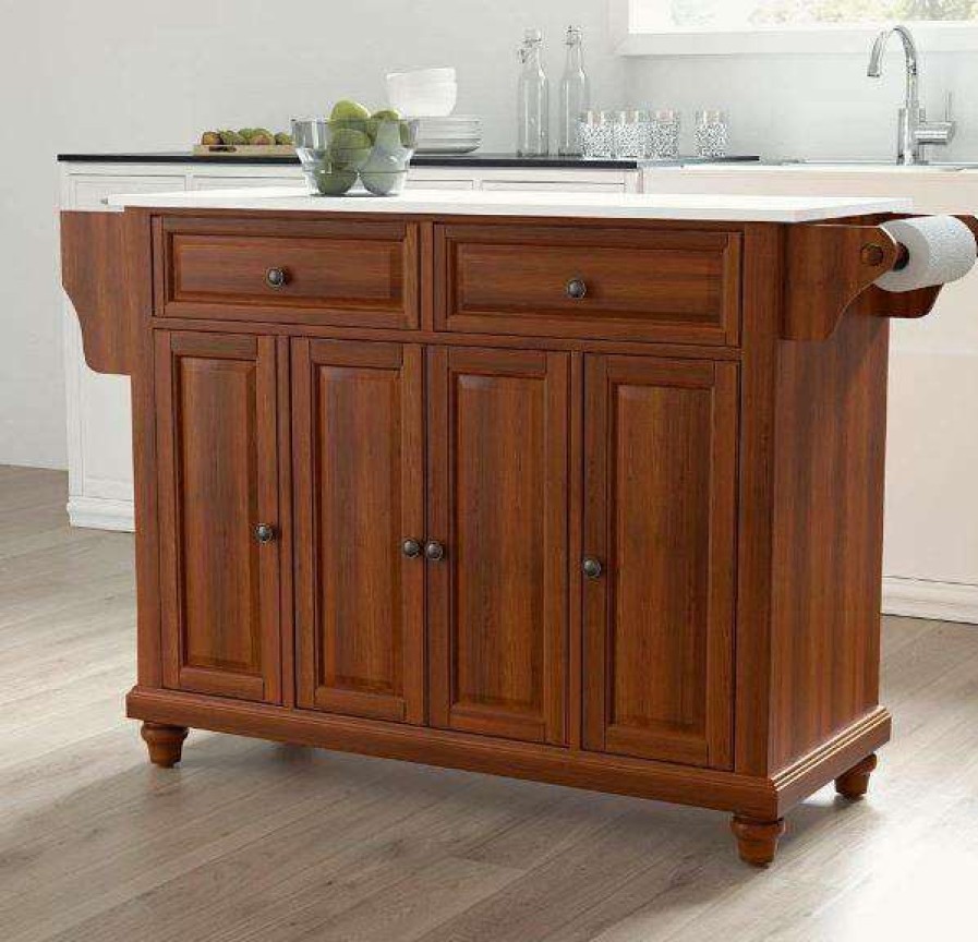 Carts & Islands * | Sells Cheap Cambridge Granite Top Full Size Kitchen Island/Cart Cherry/White Crosley Kf30005Dch