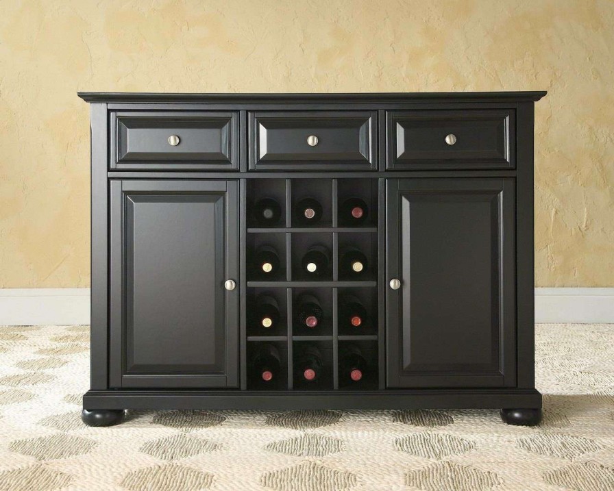 Dining * | Shop New Alexandria Sideboard Cabinet W/Wine Storage Black Crosley Kf42001Abk