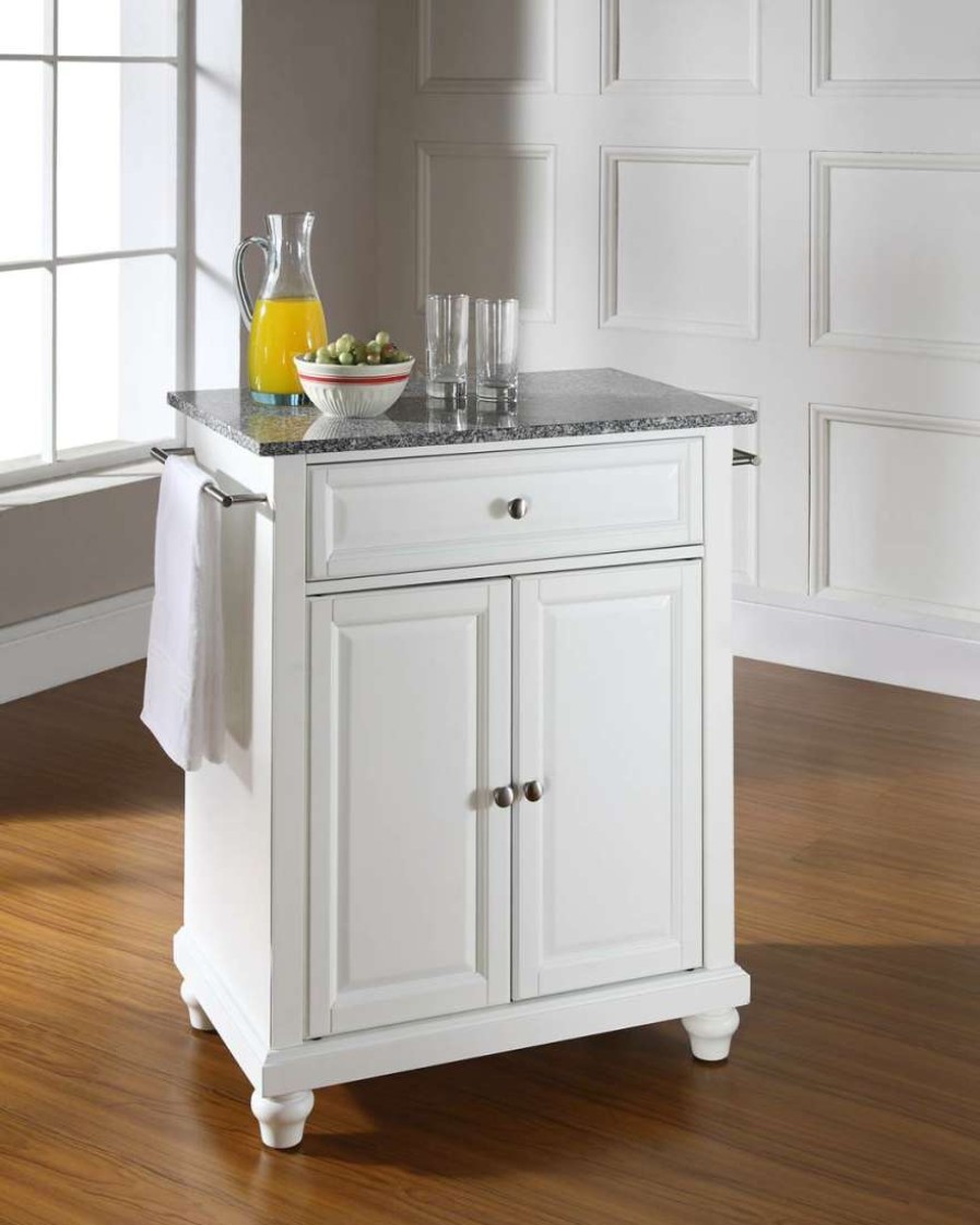 Carts & Islands * | Best Quality Cambridge Granite Top Portable Kitchen Island/Cart White/Gray Crosley Kf30023Dwh