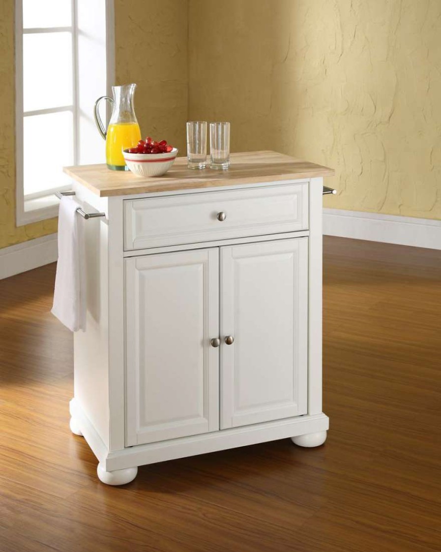 Carts & Islands * | Exclusive Design Alexandria Wood Top Portable Kitchen Island/Cart White/Natural Crosley Kf30021Awh