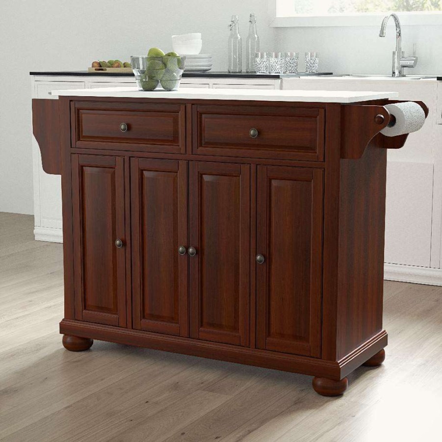 Carts & Islands * | Best-Selling Alexandria Granite Top Full Size Kitchen Island/Cart Mahogany/White Crosley Kf30005Ama